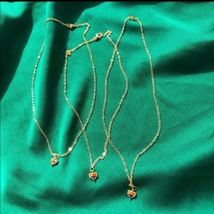 tri color mini heart chain necklace